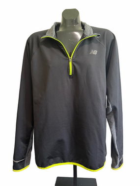 New Balance Men's Black & Grey Pullover with Yellow Trim, Size L